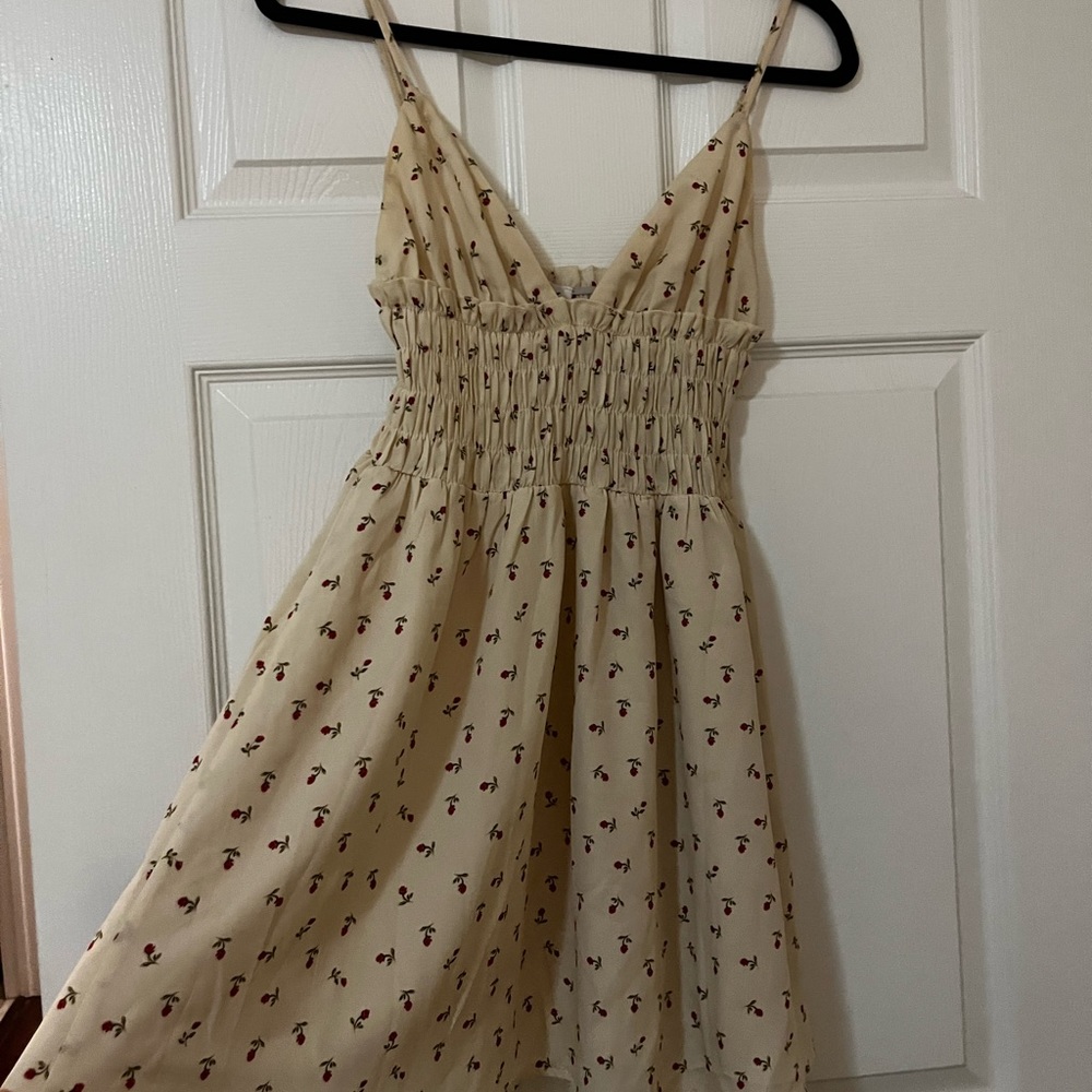 Tan floral dress